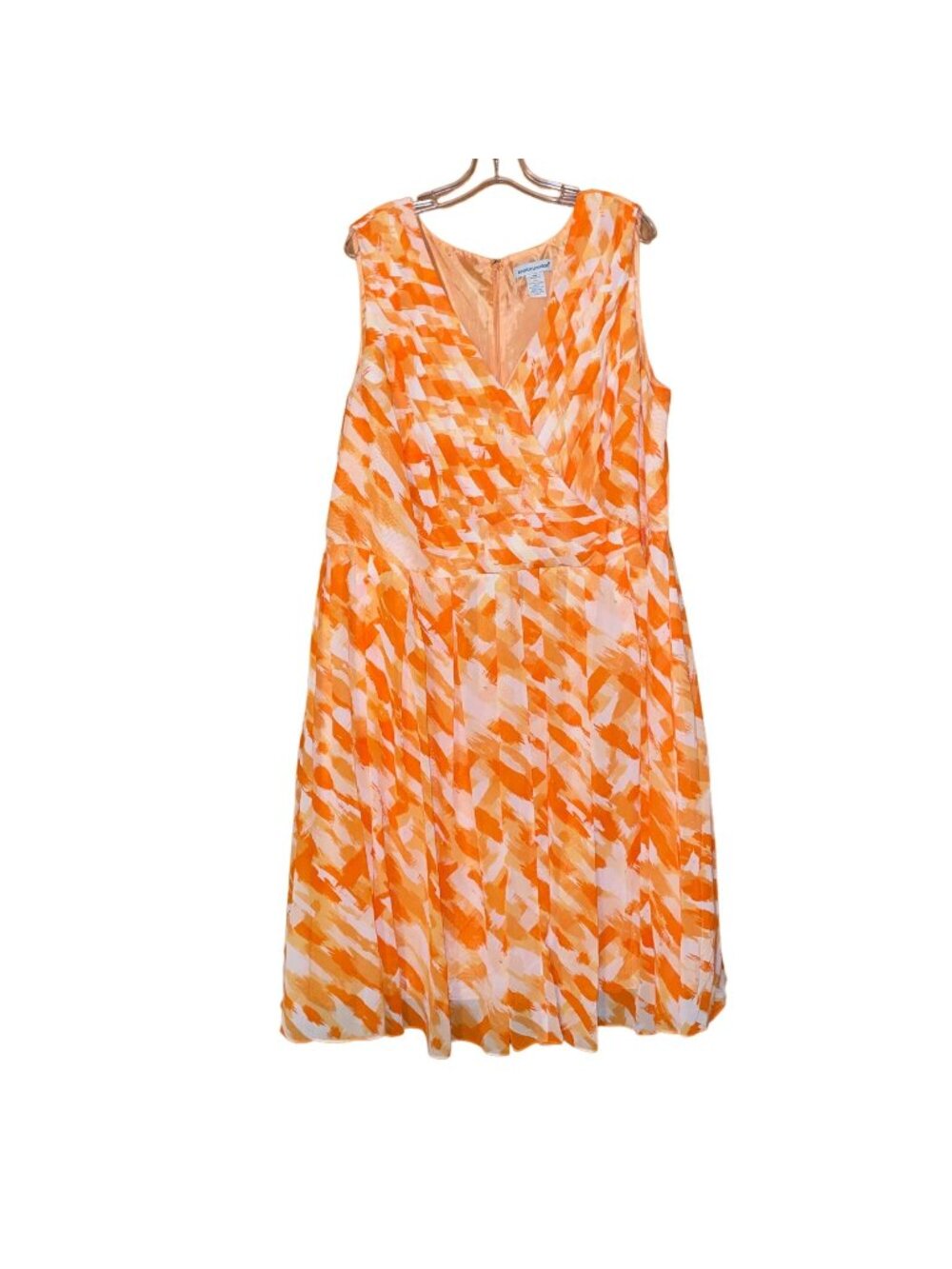 Jessica London Womens Sleeveless Orange Geometric Print Dress Size 24